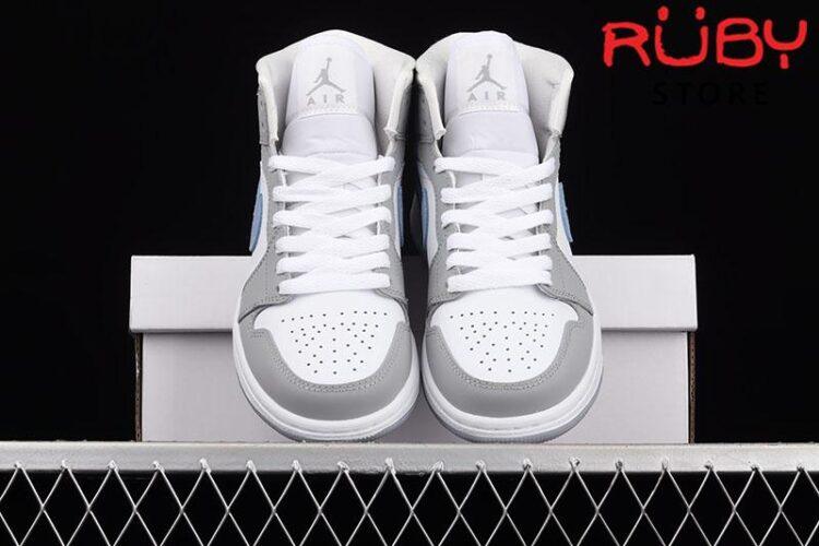 Giày Nike Jordan 1 Mid Wolf Grey Aluminum Xám Xanh
