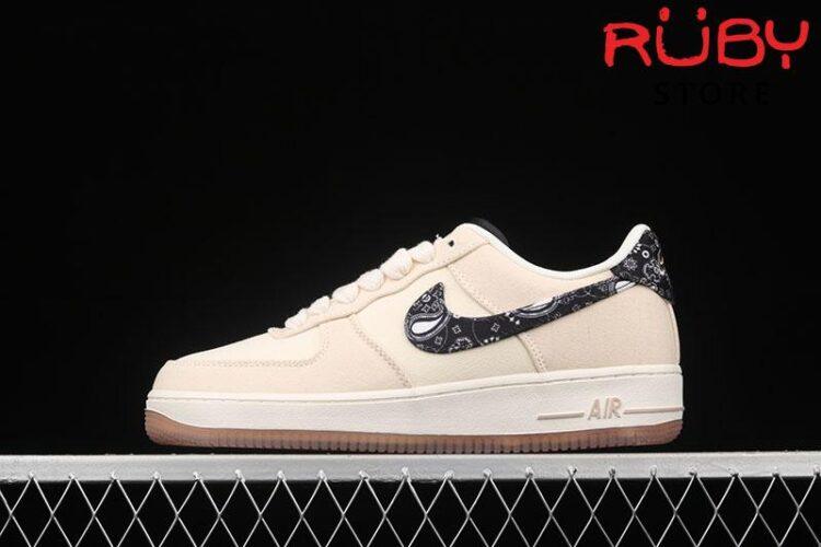 Giày Nike Air Force 1 Low Paisley Swoosh Kem