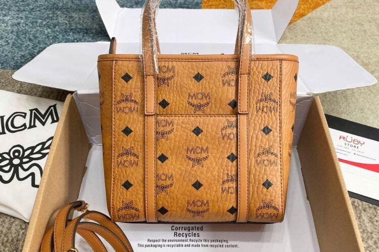 Túi Mini Aren Shopper in Visetos Nâu Rep 11 - 18cm