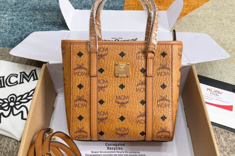 Túi Mini Aren Shopper in Visetos Nâu Rep 11 - 18cm