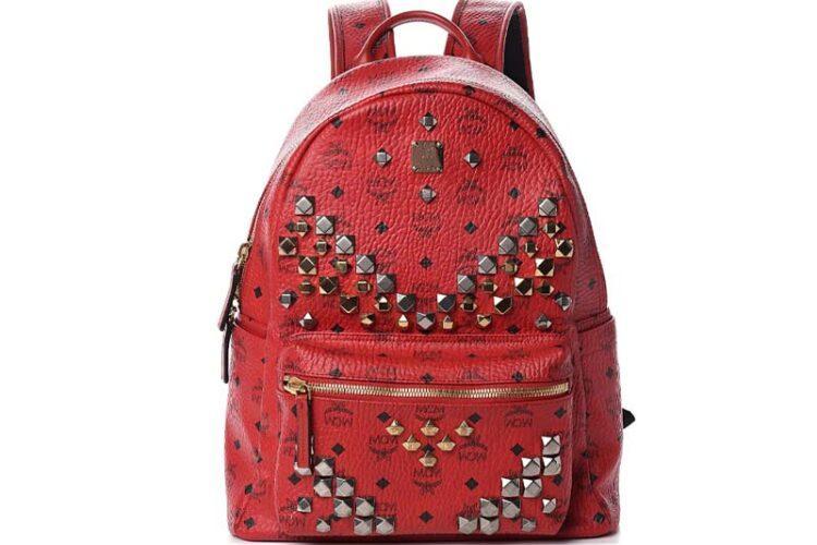 Ba Lô MCM Retro M Studs Stark Backpack in Visetos Đỏ Siêu Cấp - 40cm