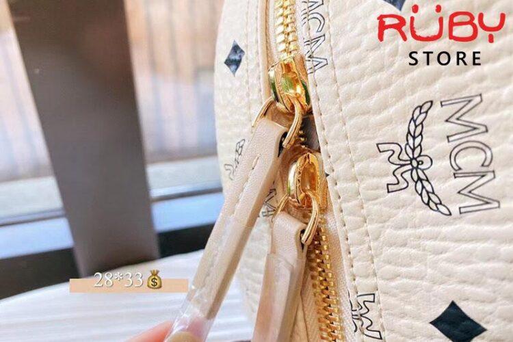 Ba Lô MCM Stark Side Studs Backpack in Visetos Màu Kem