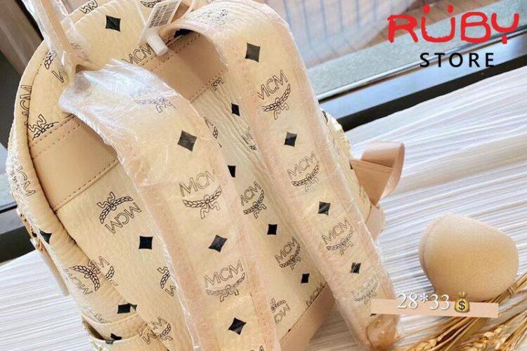 Ba Lô MCM Stark Side Studs Backpack in Visetos Màu Kem