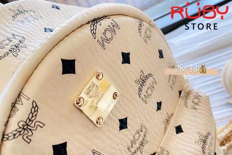 Ba Lô MCM Stark Side Studs Backpack in Visetos Màu Kem