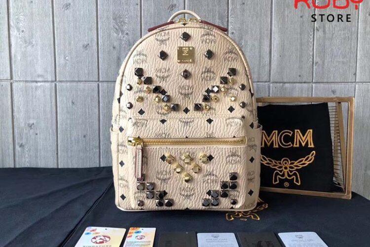 Ba Lô MCM Retro M Studs Stark Backpack in Visetos Kem Siêu Cấp - 40cm