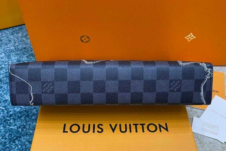 Túi LV Pochette Voyage Damier Graphite Map MM Grey/Black