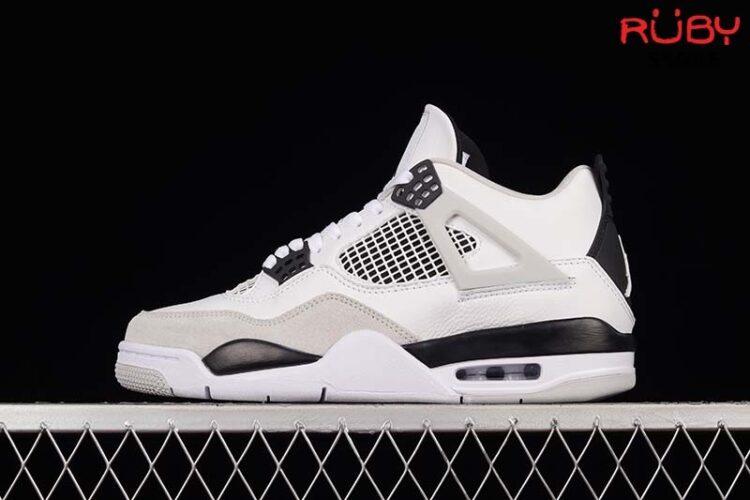 Giày Air Jordan 4 Military Black Trắng Đen
