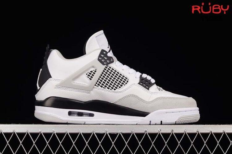 Giày Air Jordan 4 Military Black Trắng Đen