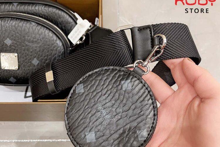 Túi MCM Aren Multifunction Crossbody Pouch in Visetos Đen Cao Cấp