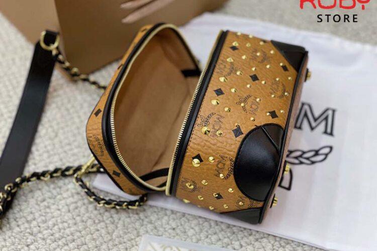 Túi MCM Small Rockstar Vanity Case in Gold Studded Visetos Cao Cấp