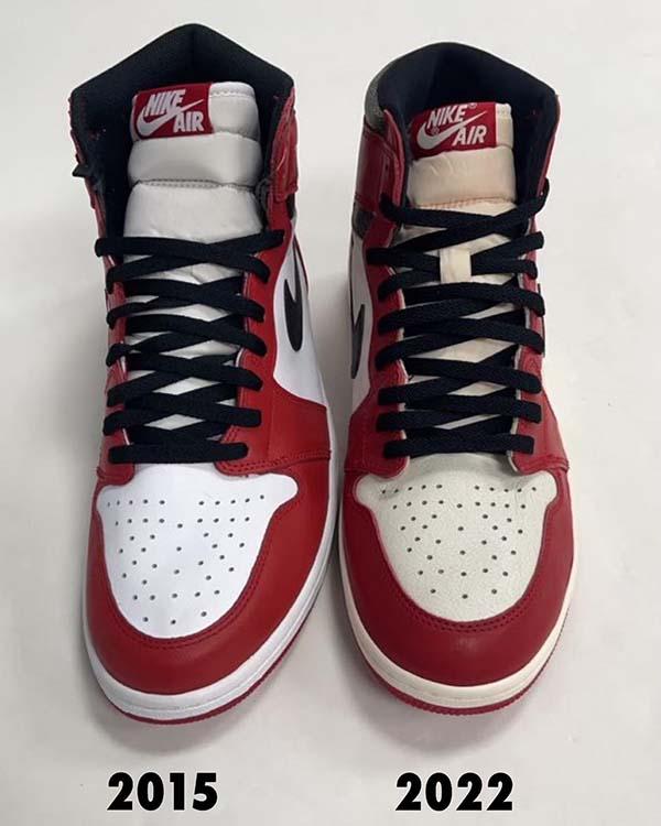 So sánh Air Jordan 1 High Chicago 2022 và 2015