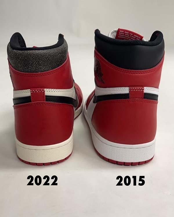So sánh Air Jordan 1 High Chicago 2022 và 2015