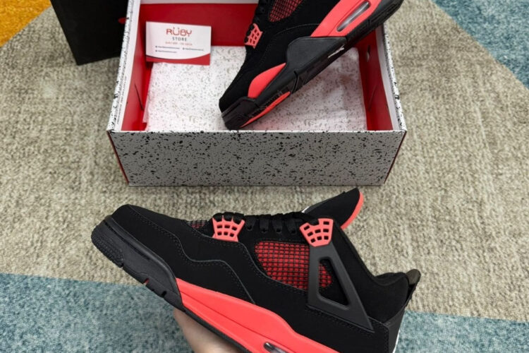 Giày Air Jordan 4 Red Thunder đen đỏ
