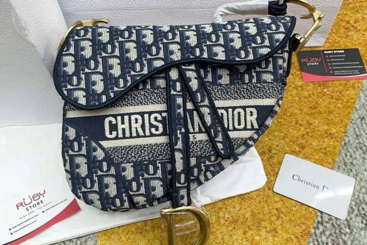 Túi Dior Saddle Oblique Embroidery Blue Xanh 25CM Siêu Cấp
