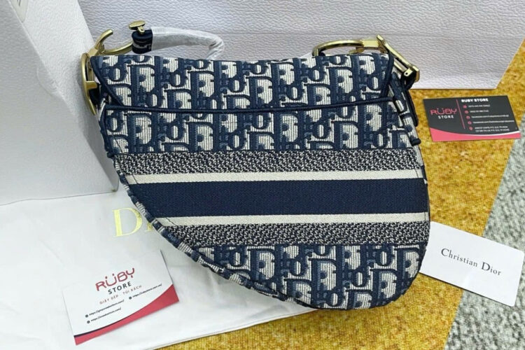 Túi Dior Saddle Oblique Embroidery Blue Xanh 25CM Siêu Cấp