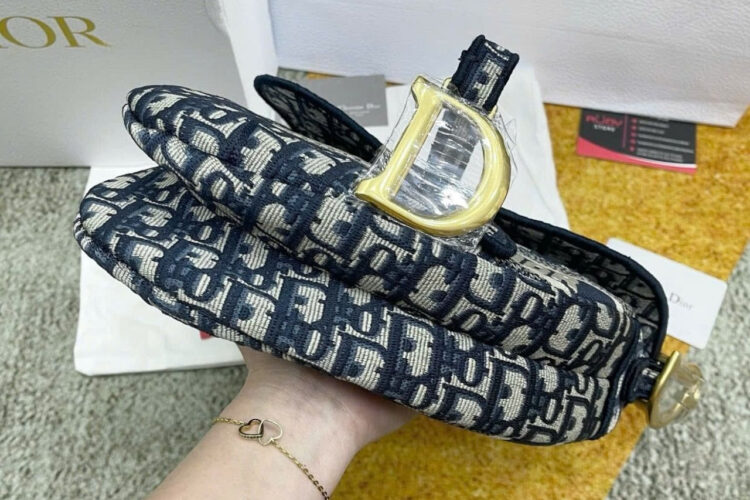Túi Dior Saddle Oblique Embroidery Blue Xanh 25CM Siêu Cấp