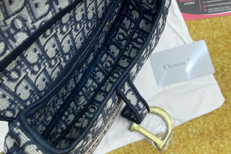 Túi Dior Saddle Oblique Embroidery Blue Xanh 25CM Siêu Cấp