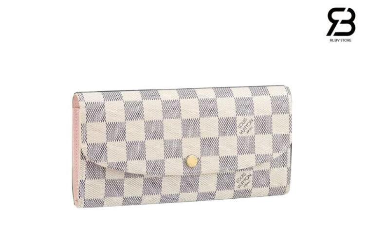 Ví LV Emilie Wallet Damier Rose Pink Màu Trắng Hồng 19CM