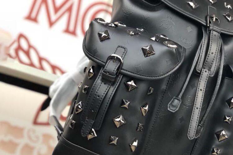 Ba Lô MCM Brandenburg Backpack Stark Front Studs Đen 42CM Best Quality
