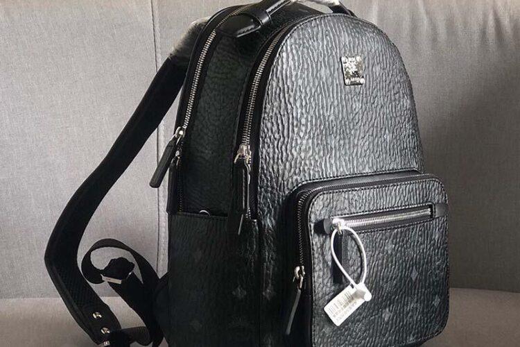Ba Lô MCM Small Stark Backpack Double Zip Cognac Đen 33CM Siêu Cấp
