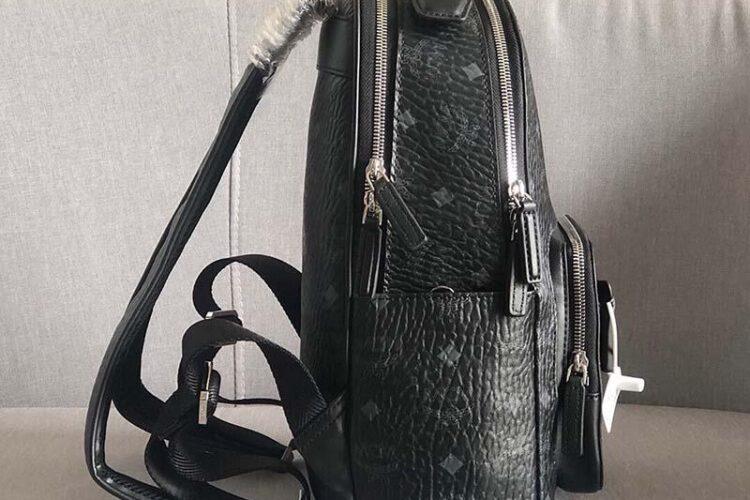 Ba Lô MCM Small Stark Backpack Double Zip Cognac Đen 33CM Siêu Cấp