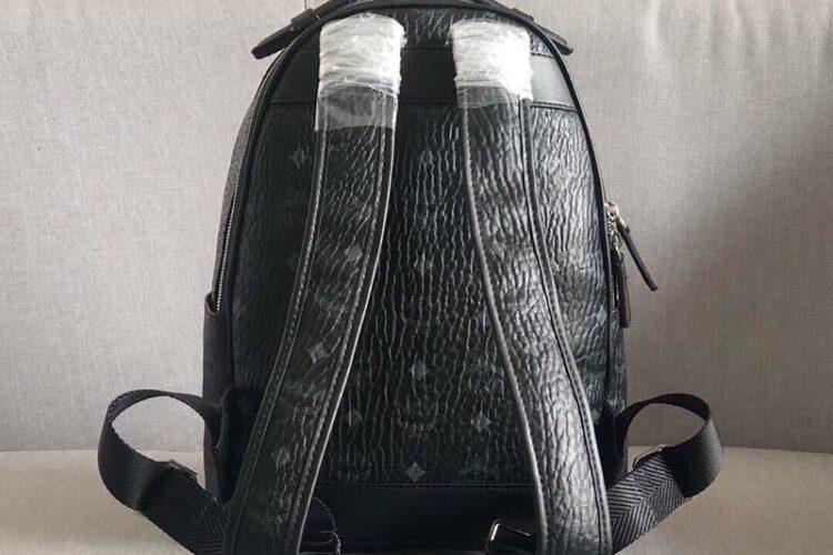 Ba Lô MCM Small Stark Backpack Double Zip Cognac Đen 33CM Siêu Cấp