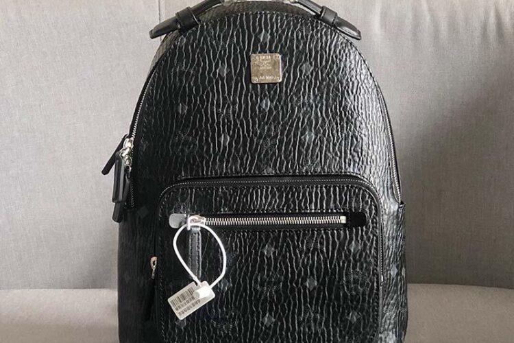 Ba Lô MCM Small Stark Backpack Double Zip Cognac Đen 33CM Siêu Cấp