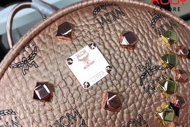Ba Lô MCM Stark Backpack Hồng Metallic Siêu Cấp