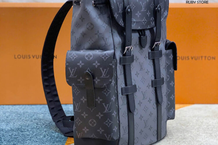 Balo LV Christopher MM Backpack Monogram Eclipse Reverse Đen 44CM Best Sale