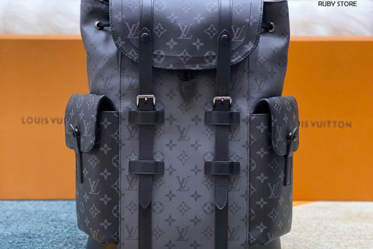 Balo LV Christopher MM Backpack Monogram Eclipse Reverse Đen 44CM Best Sale