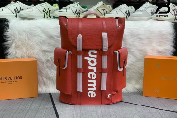 Balo LV Supreme Christopher Epi PM Đỏ 48CM Siêu Cấp