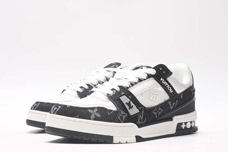 Giày Louis Vuitton Trainer Black White Trắng Đen