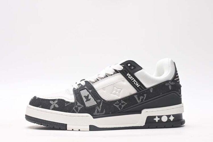 Giày Louis Vuitton Trainer Black White Trắng Đen
