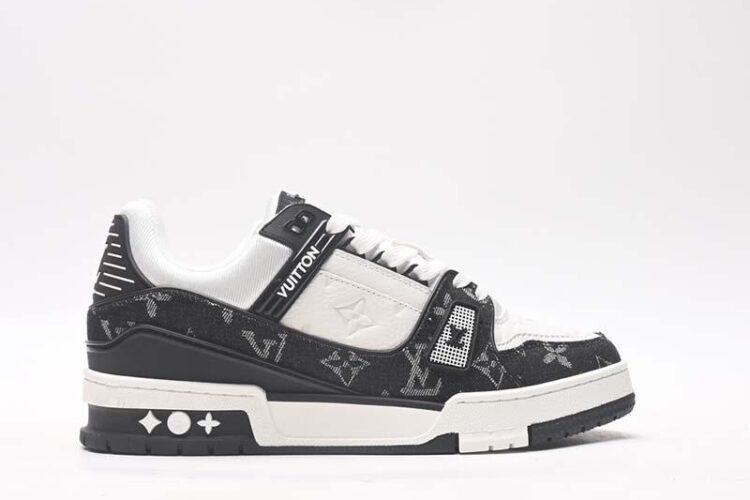 Giày Louis Vuitton Trainer Black White Trắng Đen