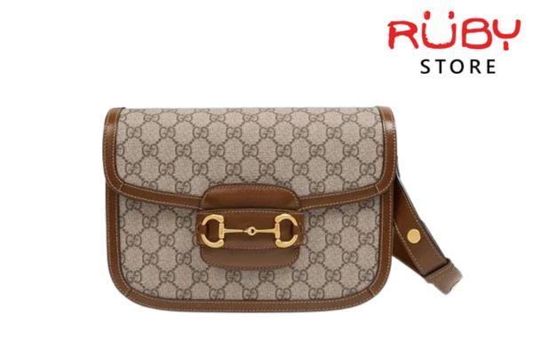 Túi Gucci Horsebit 1955 Small Shoulder Bag GG Supreme Brown Best Quality