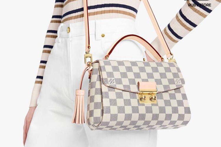 Túi LV Croisette Damier Azur N41581 Trắng Hồng 25CM Siêu Cấp Sale