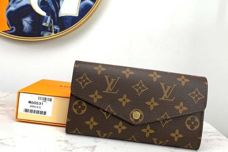Ví LV Sarah Wallet Monogram Coated Canvas Màu Nâu 19CM Best Quality
