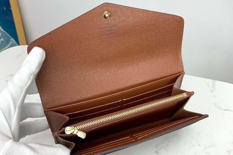 Ví LV Sarah Wallet Monogram Coated Canvas Màu Nâu 19CM Best Quality