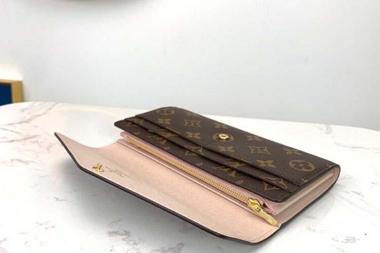 Ví LV Sarah Wallet Monogram Coated Canvas Màu Nâu 19CM Best Quality