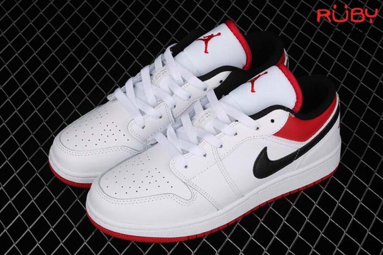 Giày Air Jordan 1 Low White University Red Black Trắng Đỏ