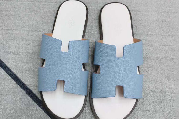 Dép Hermes Izmir Sandal Màu Xanh Cloud Lót Trắng Epsom Siêu Cấp