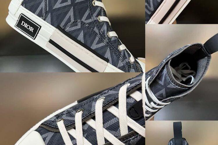 Giày Dior B23 High Top Black CD Diamond Đen