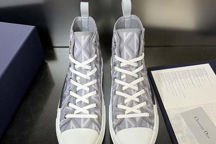Giày Dior B23 High Top Grey CD Diamond Xám