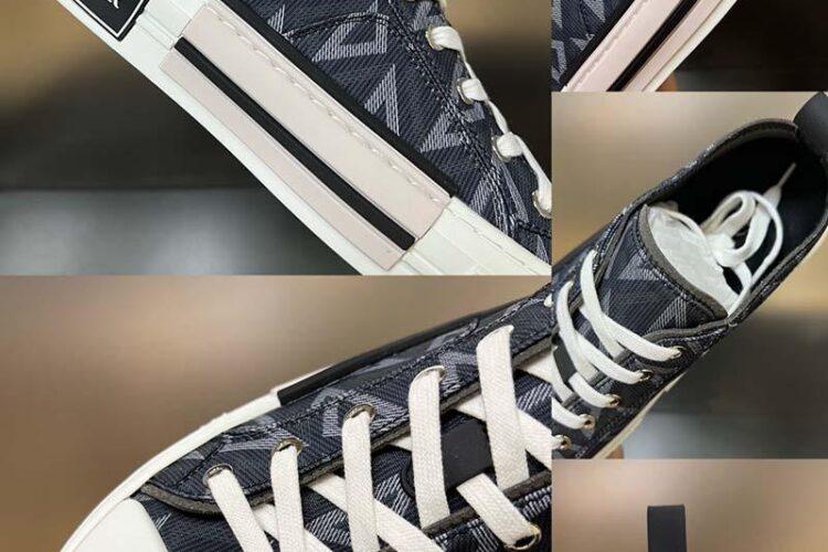 Giày Dior B23 Low Top Black CD Diamond Đen