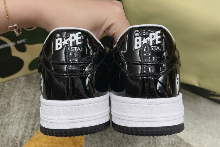 Giày A Bathing Ape Bape Sta Black White đen trắng Bóng