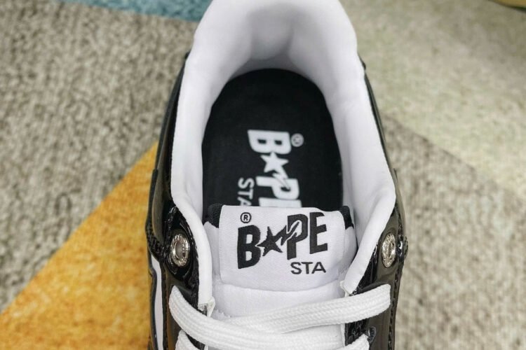 Giày A Bathing Ape Bape Sta Black White đen trắng Bóng