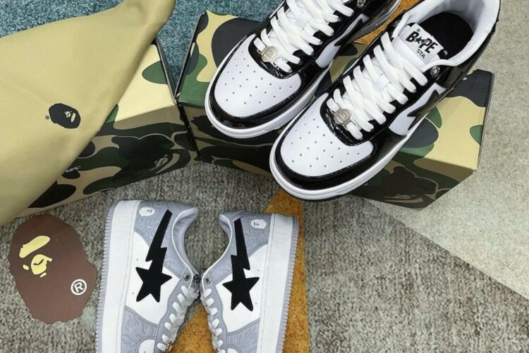 Giày A Bathing Ape Bape Sta Grey Black Xám đen