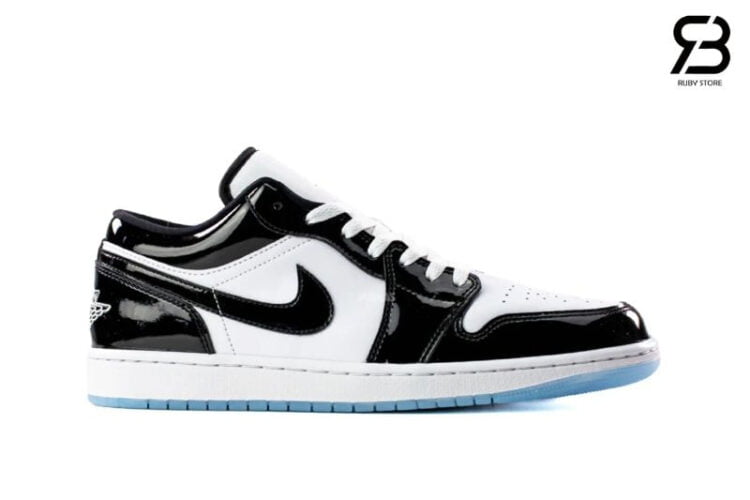 Giày Air Jordan 1 Low Concord Đen Trắng Da Bóng Rep 1 1