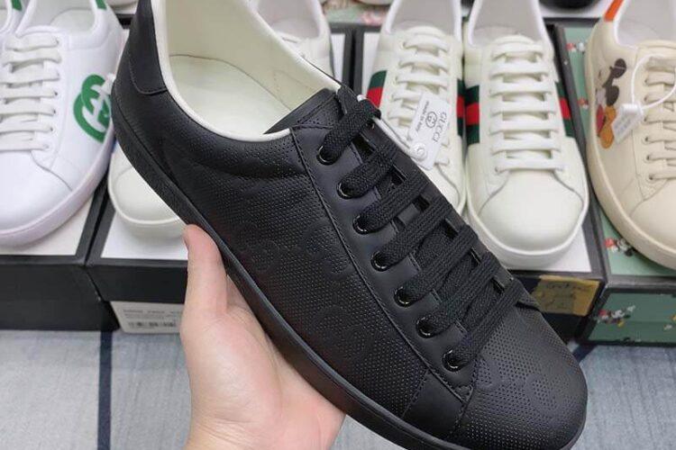 Giày Gucci Ace GG Embossed Black Đen Full Siêu Cấp TT