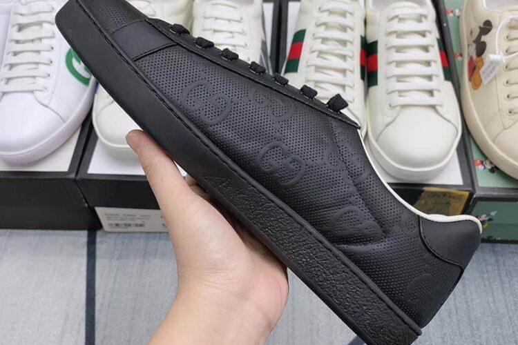 Giày Gucci Ace GG Embossed Black Đen Full Siêu Cấp TT